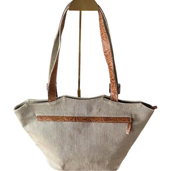 SHARIF Studio Tote Bag & Crossbody Bag Set Textured Canvas Embossed Leather NWOT - Picture 3 of 15